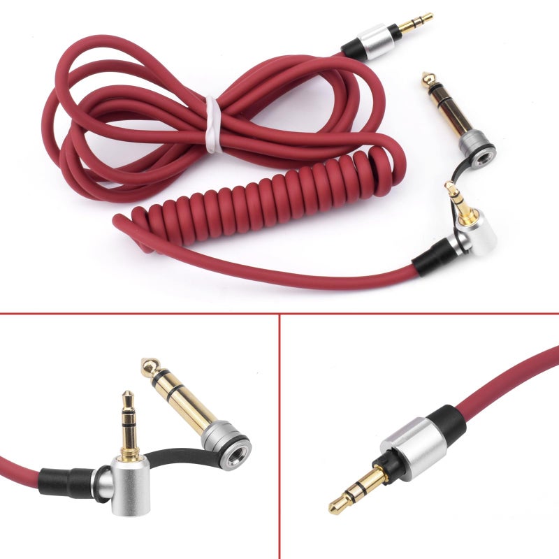 Learsoon Replacement Audio Aux Auxiliary Extension Cable Compatible with Beats by Dr Dre Solo Studio Pro Detox Edition Headphones (Red) - Image 5